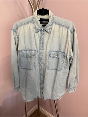 Vintage Light Wash Denim Button-Up Shirt